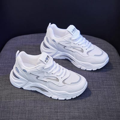 Damesschoenen Dikke zool Vrije tijd Sport Studentenschoen Veters Mesh Enkele schoen Dames 35