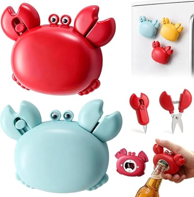 2 stuks Krab Multifunctionele Opener - 4-in-1 Magnetische Flesopener - Blikopener - Keukenhulp - voor thuis, de koelkast, de bar en de camping