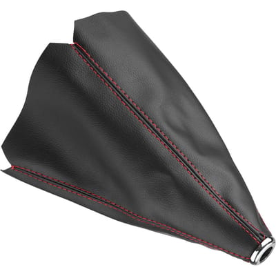 Universel Noir Brillant Cuir PU Pommeau de Levier de Vitesse Housse Coutures Rouges Soufflet de Levier de Vitesse Housse noir