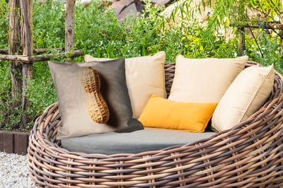 Buitenkussen - Pinda - Ruw - Beige - 45x45 cm - Weerbestendig