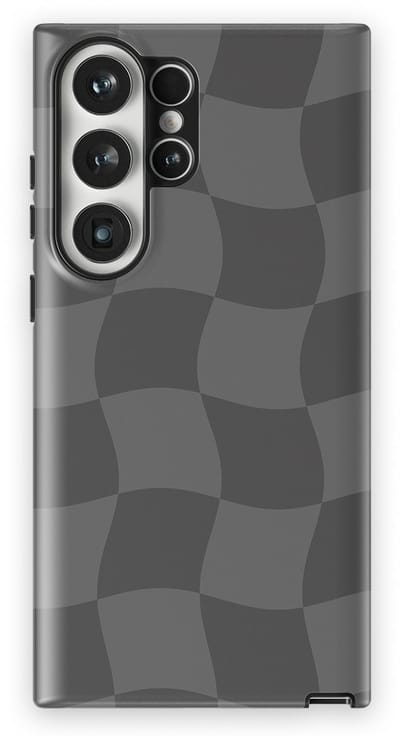 Checkered Warp Hoesje Samsung Galaxy S23 Ultra | Geschikt Voor Mag | Uniek Design Hoesje | Beschermhoes Samsung Galaxy S23 Ultra Grey Motion