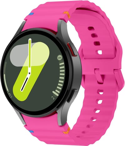 Strap-it Siliconen Wave bandje - Geschikt voor Samsung Galaxy Watch 7 (40 & 44mm) / Galaxy Watch 6 (Classic) / Galaxy Watch 5 (Pro) / Galaxy Watch 4 (Classic) - knalroze