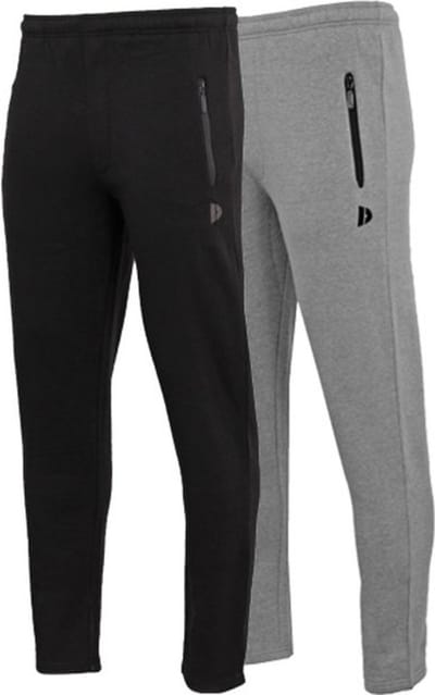 2-Pack Donnay - Joggingbroek met rechte pijp (Sky) - Sportbroek - Heren - Black/Silver-marl (252) - maat S