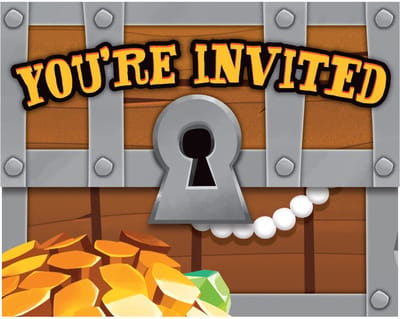 CREATIVE PARTY - 8 Piraten Schatkist Uitnodigingskaarten met Enveloppen