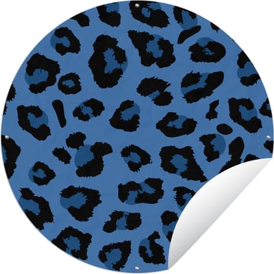 Tuincirkel Dierenprint - Blauw - Panter - 60x60 cm - Ronde Tuinposter - Buiten