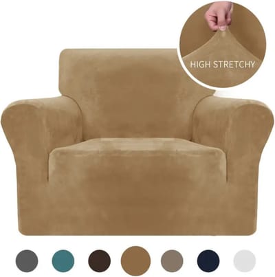Livano Bankhoes - Bankbeschermer - Stretch - Sofa Cover - Fluweel - Kameel - Fauteuil