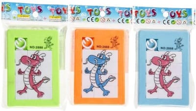 Venjoy Schuifpuzzel draak - 12 stuks schuifpuzzeltjes voor kinderen vanaf 4 jaar