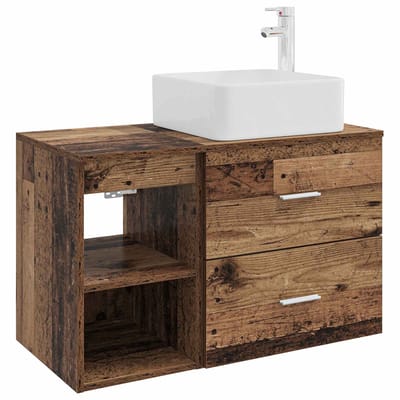 vidaXL - Badkamermeubel - Set - 2 - st - Oud - hout - Bewerkt - hout