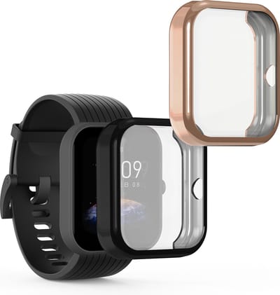 kwmobile 2x smartwatch hoes geschikt voor Huami Amazfit Bip 3 / Bip 3 Pro hoesje - Siliconen sporthorloge cover - Activity tracker case in zwart / roségoud
