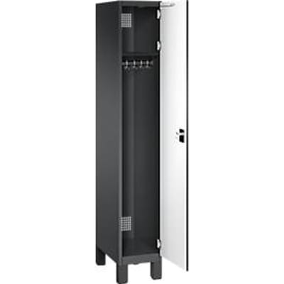 C+P locker Cambio, 1 vak, op poten, B 300 x D 525 x H 1980 mm, zwart-grijs/wit