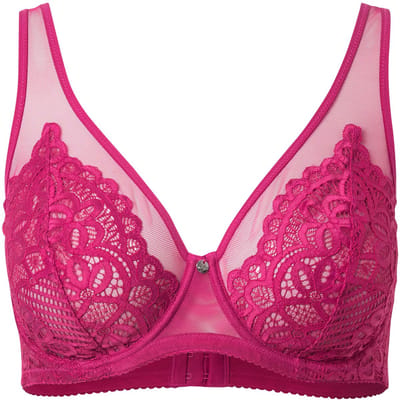 TruYou - Dames - Beugel BH kant mesh bandjes - Fuchsia - Maat 90B