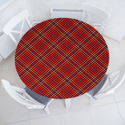 ABAKUHAUS geruite elastische ronde tafelkleed, traditionele Britse retro, allround elastisch tafelkleed, 90 cm - 100 cm, bordeauxrood diep hemelsblauw