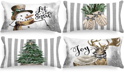 Dailygoods- Kussenhoes Set van 4 - 30x50 cm - Decoratieve Kerst Kussenslopen - Hoogwaardig Satijn-Perzik Polyester - Veilig voor Kinderen/Huisdieren - Verborgen Ritssluiting - Decoratieve Kussensloop