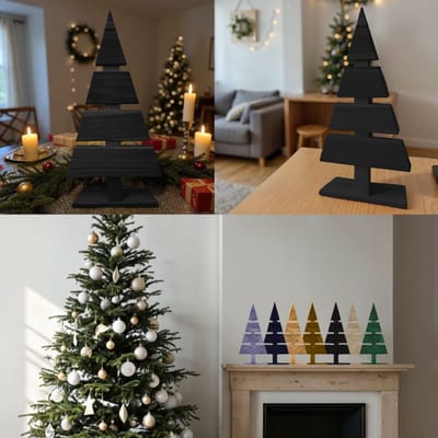 be4nature Kerstboom Hout Hoogte 60 cm Voetbreedte 27 cm Alternatief Kerstboom Decoratie Houten Kerstbomen Kleine Houten Kerstboom Kerstmis Boom Zwart
