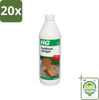 20 x HG Hardhout Reiniger 1 liter - Grootverpakking - Hardhouten Meubels - Houtreiniger - Tuinmeubels Schoonmaken - Hout Schoonmaken - Hardhout Reiniger