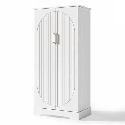 Wit MDF Multifunctionele Opslagkast Keuken Woonkamer 60×35×128cm