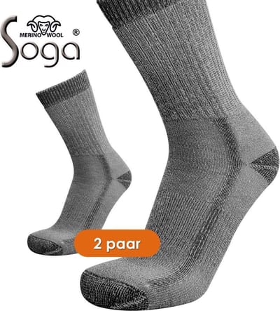 Eureka zachte merino wollen wandelsokken S7 - 2-Pack  - grijs - maat 35-38
