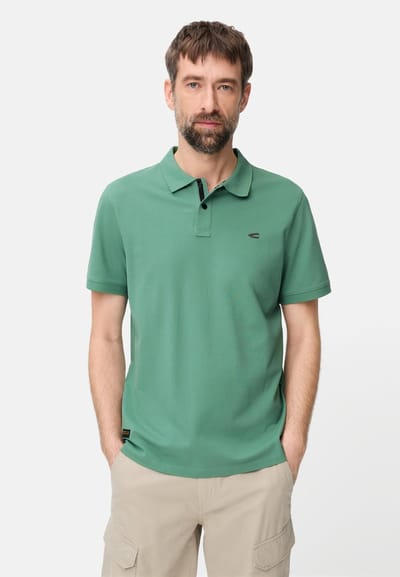camel active Poloshirt met drukknopen - Maat menswear-S - Lagunengroen