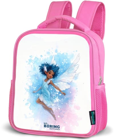 NoBoringSuitcases.com® - Rugzak roze - Schooltas meisjes - Vliegende fee in blauwe tinten - Kinder rugtas meisje - Boekentas kind - Kinderrugzak voor school - Schoolrugzak