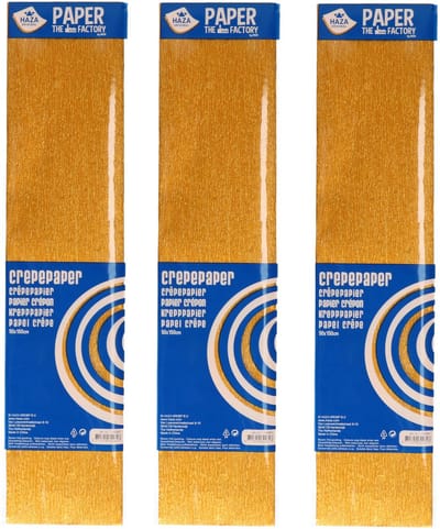 Crepe alu papier plat glitter goud - 3x - 150 x 50 cm - Knutselen met papier - Knutselspullen