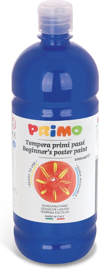 Primo Beginner's kant-en-klare plakkaatverf, 1000 ml flacon met stroomregelkap ultramarijn