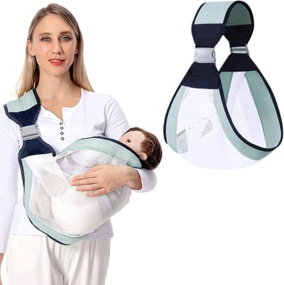 Verstelbare wikkel draagzak, ademende draagzak, newborn draagzak, draagzak voor pasgeborenen en peuters tot 18 kg, groen