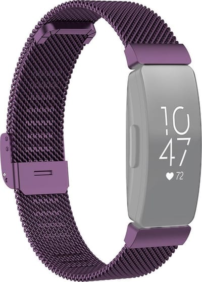 By Qubix - Compatible Fitbit bandje - Geschikt voor fitbit Inspire Milanese bandje met gesp - Maat: Small - Paars