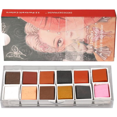 12 Kleuren Aquarelverf Set Veilig Niet-toxisch Eenvoudig Kleuren Mengen Hoge Transparantie Waterverf beige