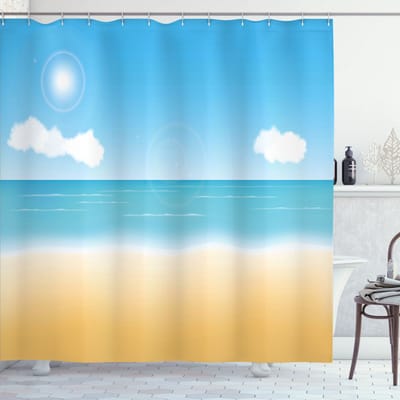 ABAKUHAUS Stranddouchegordijn – Ontspannende Zonnige Kust – 175x240 cm – Polyester, waterafstotend
