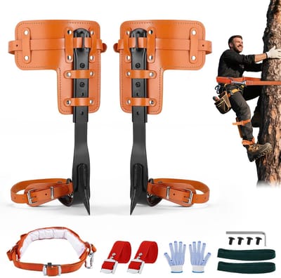 Velori Boomklimspikes Set - Boomklimgereedschap - Boomklimschoenen met Veiligheidsgordel - Verstelbare Boomklauwen - Boomverzorging en Fruitplukken - Draagvermogen 150 kg