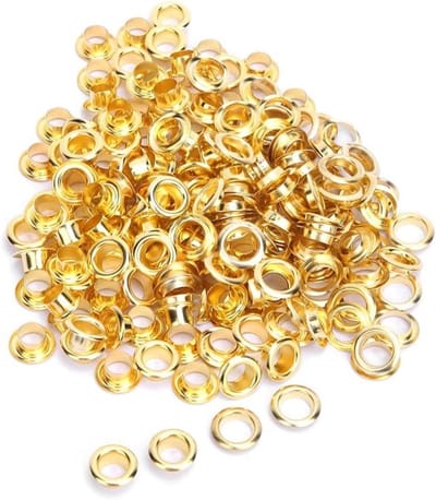 100 Stuks Messing Oogjes Set, 6mm Antieke Stijl, Gouden Metaal met Ringen, Ideaal voor Handwerken en Reparaties