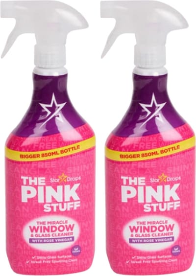 The Pink Stuff - Glasreiniger - Voordeelverpakking - 2 stuks - Met rose vinegar - Vegan - 2 X 850 ml