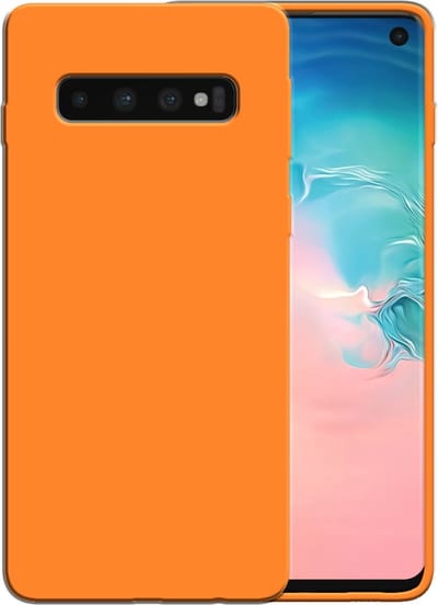 Smartphonica Siliconen hoesje voor Samsung Galaxy S10 case met zachte binnenkant - Oranje geschikt voor Samsung Galaxy S10