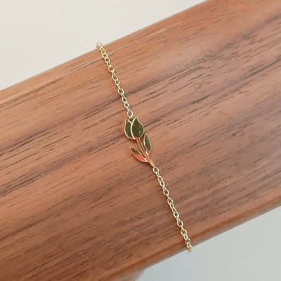 Ava & Imber | Tulipa Armband Goud | 18k PVD Gecoat Stainless Steel Armbandje met Tulp | Damesarmband Staal in Cadeauverpakking