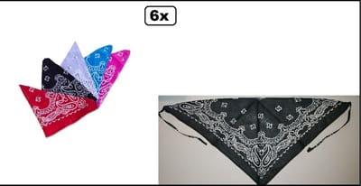 6x Boeren driehoek Bandana assortie kleuren - Festival thema feest carnaval party evenement