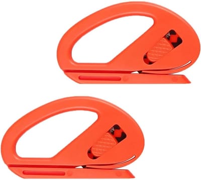 Inpakpapiersnijder 2-pack, glijdend snijgereedschap voor cadeauverpakking, filmsnijder en briefopener voor Kerstmis, verjaardagen en feesten - oranje