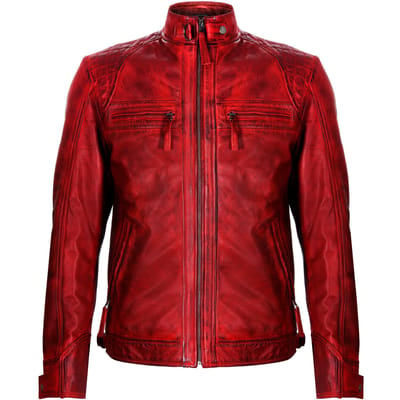 Leren Rock Racing gewatteerd bikerjack