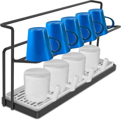 Fles en Droogrek - Keukenrek - Keuken Organiseren - Dubbellaags Koolstofstaal - 40 x 19.5 cm - Zwart