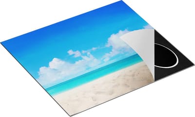 Chefcare Inductie Beschermer Strand en Zee met Helder Witte Zand - 60x50 cm - Afdekplaat Inductie - Kookplaat Beschermer - Inductie Mat