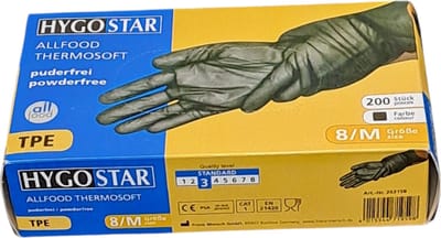 Hygostar TPE wegwerp handschoen zwart - maat M - 200 stuks - latexvrij