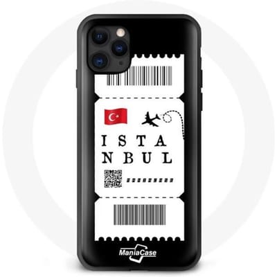 Hoesje - MANIACASE - Iphone 11 - Zwart Siliconen - Vliegticket Istanbul - Flexibel