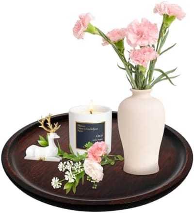 PromoHome Ronde Bamboe Serveerplank - 30 cm Natuurlijk Bruin Dienblad