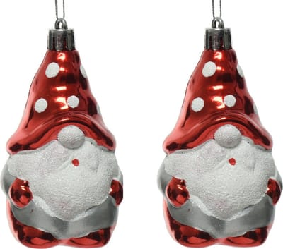 Decoris Kersthangers - kerstman - 2x - kunststof - 8,5 cm