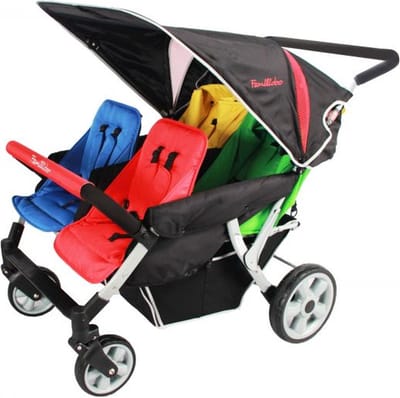 Familidoo Lidoo Star DJ04FRL - 4 Zitplaatsen - Geschikt voor 2 newborn baby's - inclusief regenhoes - Geschikt voor Meerdere Kinderen - kinderopvang buggy-