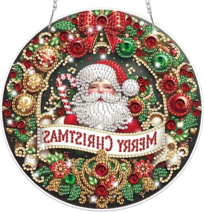 Kerst Diamant Schilderij Hanger, 5D Raamdecoratie voor Volwassenen en Kinderen, Creatieve Ambachtset voor Wanden en Deuren