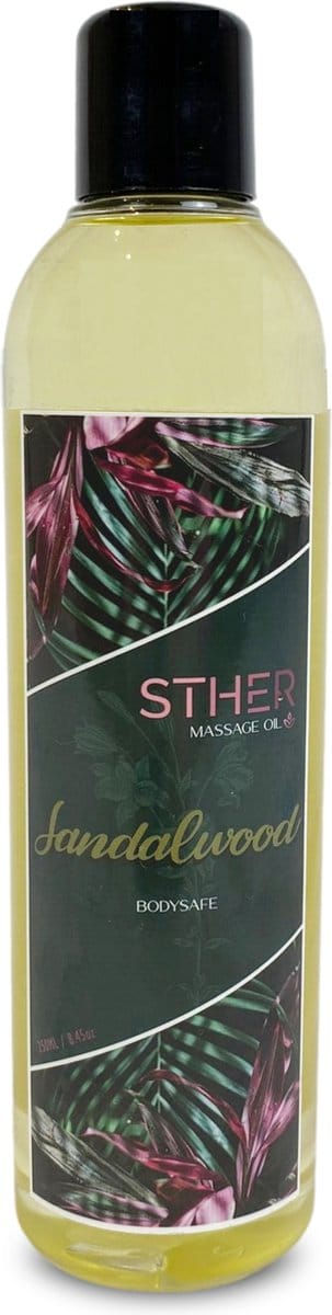 Sther Premium Massage olie en Glijmiddel 2-in-1 – Ontspannende Massageolie Erotisch – Sandalwood – 250 ml – Nederlandse Productie