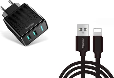 DrPhone Kevlar Pro - 2 Meter TPE Lightning Kabel + 2 Poorten Thuislader - Geschikt voor Apple iPhone / iPad en iPod - Zwart
