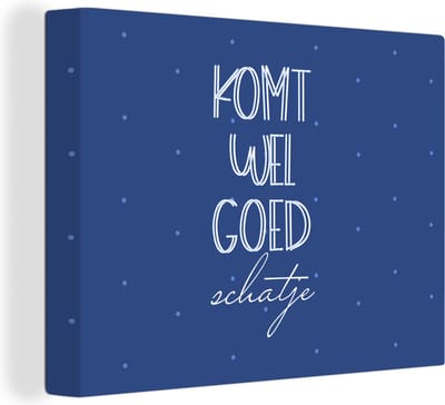 Canvas Schilderij Get well soon - Quotes - Stippen - 40x30 cm - Wanddecoratie