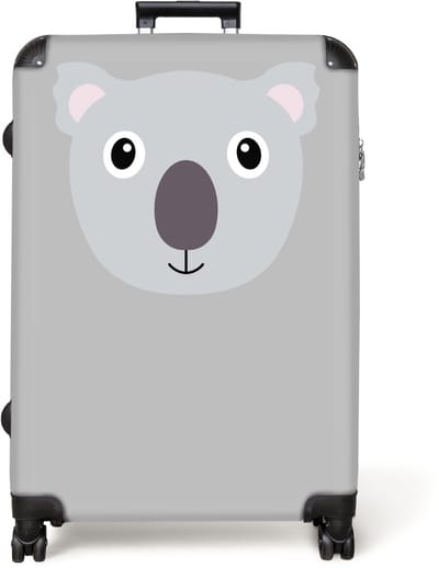 NoBoringSuitcases.com® - Koffer groot - Reiskoffer lichtgewicht - Dierenportret - Koala - grijs - Rolkoffer met 4 wielen - Grote trolley XL - 98 liter bagage