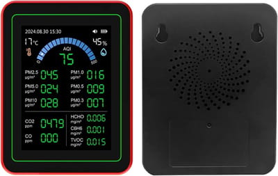 Luchtkwaliteit Monitor - Luchtmeter Detector - Binnen Lucht Meten - 18 In 1 Functies - 90x70x35mm - Zwart
